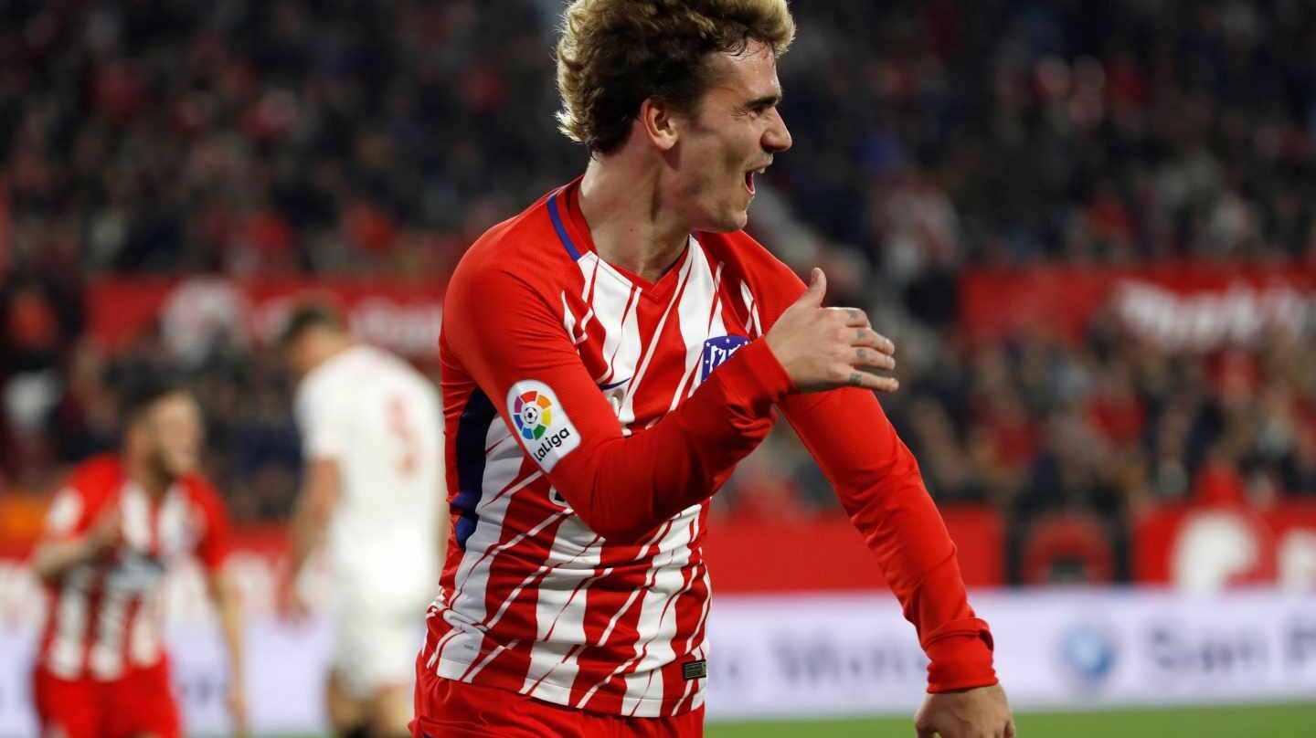 El jugador del Atlético de Madrid Antoine Griezmann celebra un gol.