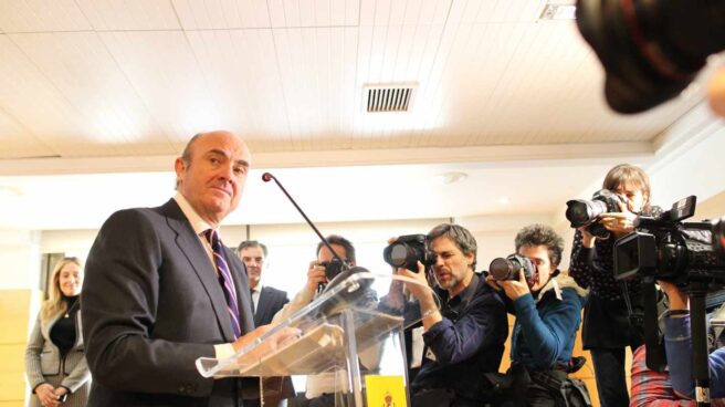 Luis de Guindos, durante su comparecencia para anunciar su candidatura a la vicepresidencia del BCE.