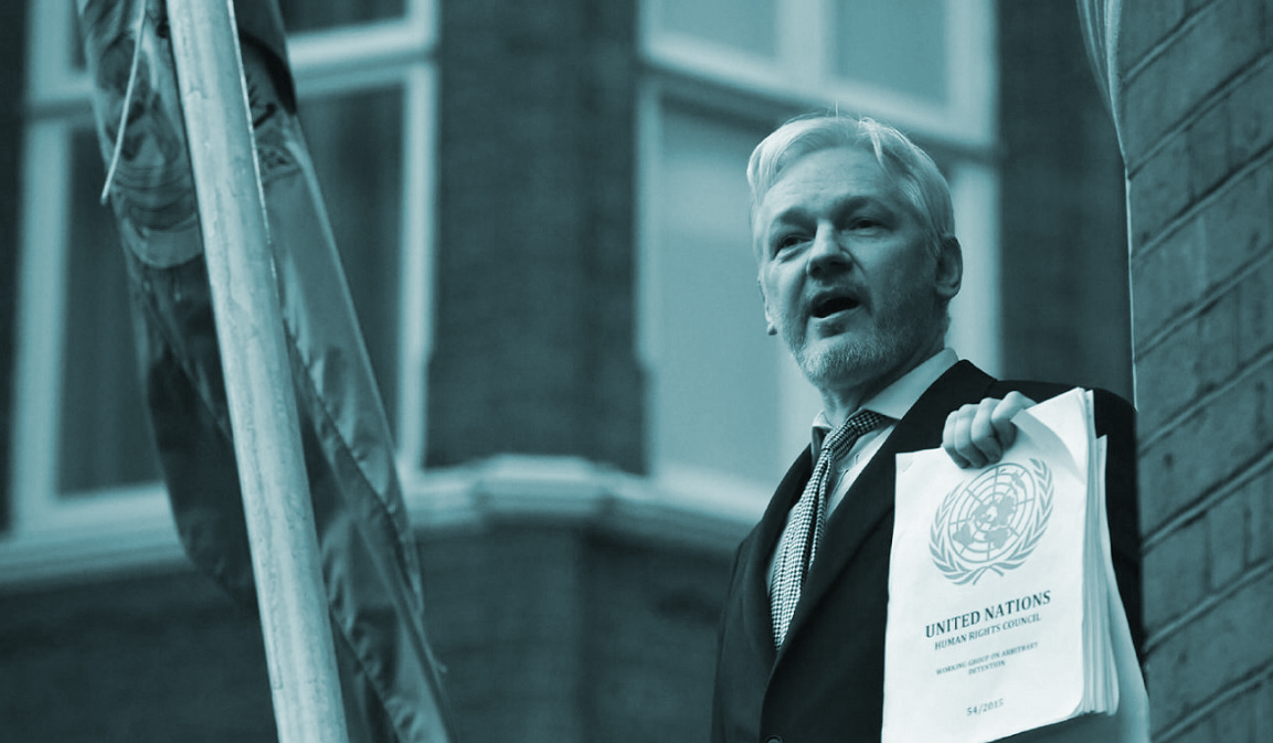 El fundador de Wikileaks, Julian Assange. en su refugio en la embajada de Ecuador en Londres.