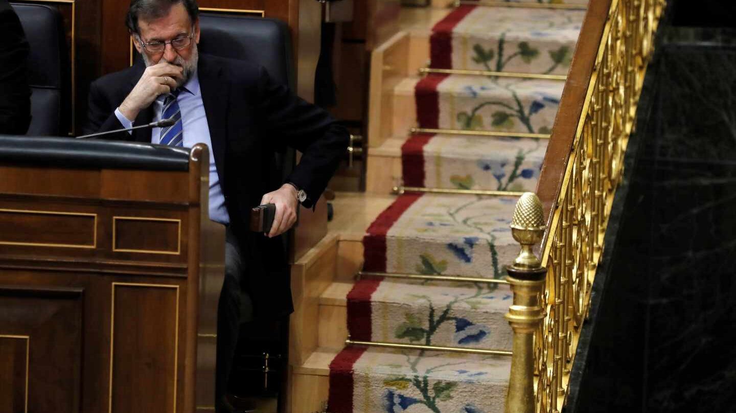 El presidente del Gobierno, Mariano Rajoy, durante la sesión de control en el Congreso de los Diputados.
