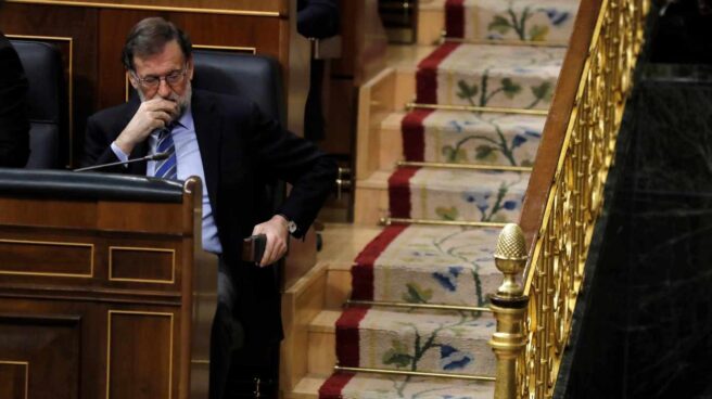 El presidente del Gobierno, Mariano Rajoy, durante la sesión de control en el Congreso de los Diputados.