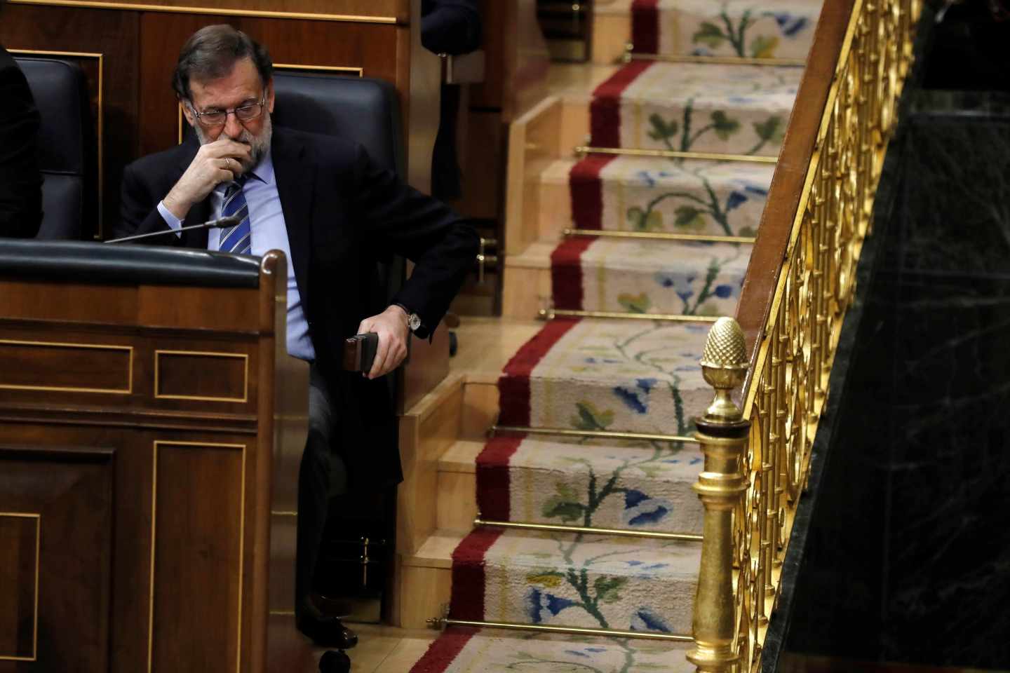 El presidente del Gobierno, Mariano Rajoy, durante la sesión de control en el Congreso de los Diputados.