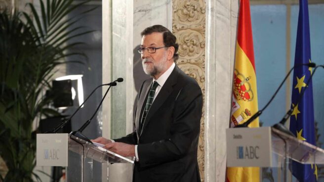 El presidente del Gobierno, Mariano Rajoy, durante su intervención en el Foro ABC-Deloitte celebrado hoy en el Casino de Madrid.