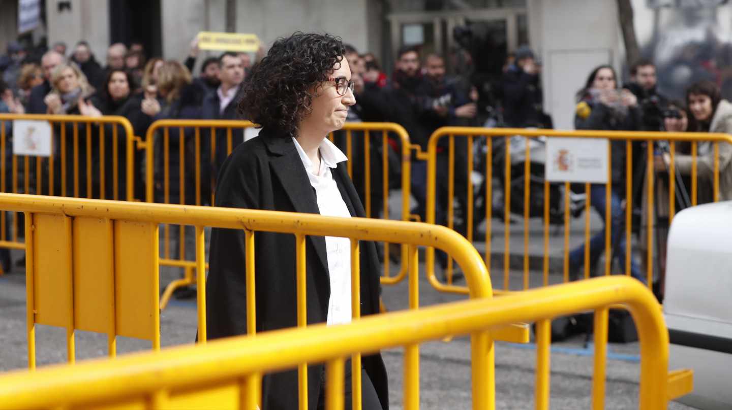 La líder de ERC, Marta Rovira, en su llegada al Tribunal Supremo.