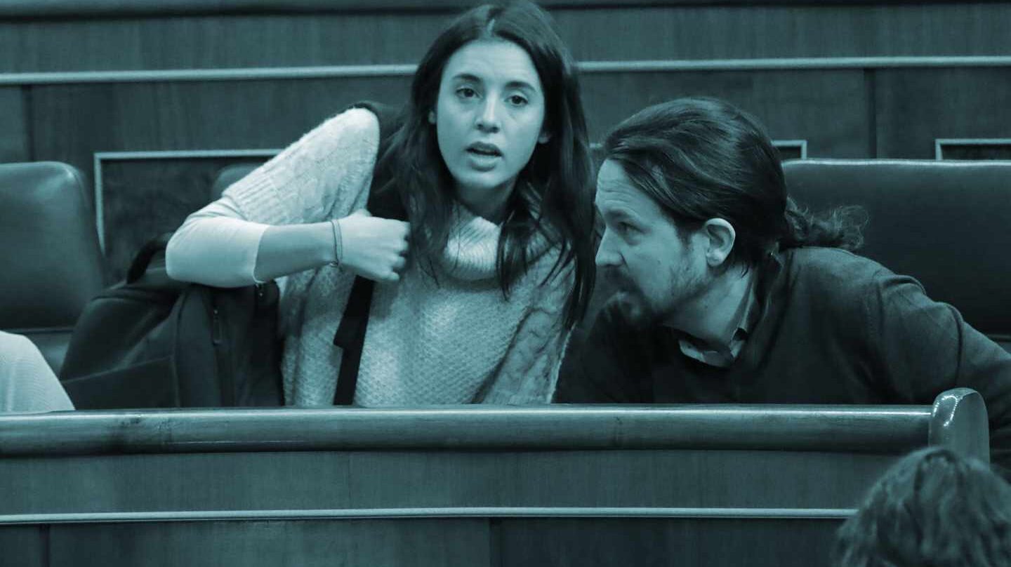 Irene Montero y Pablo Iglesias en el Congreso.