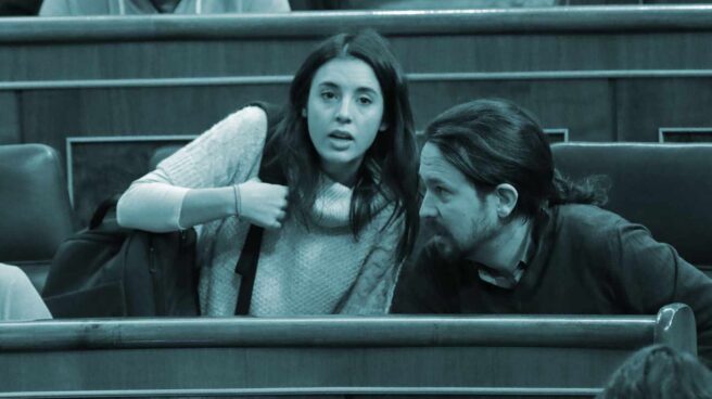 Irene Montero y Pablo Iglesias en el Congreso.