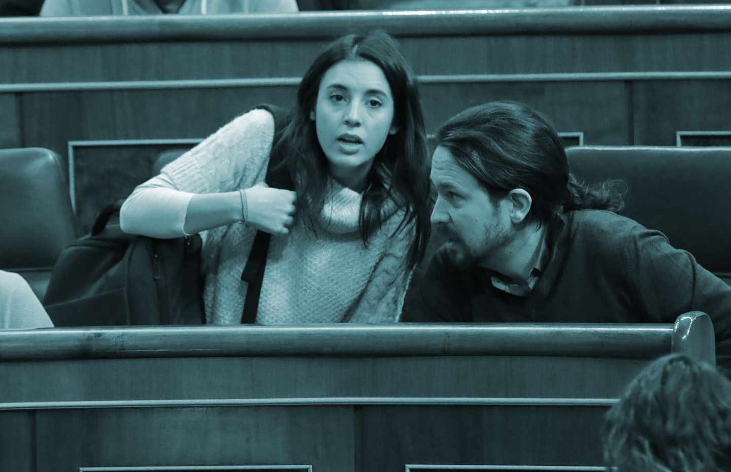 Irene Montero y Pablo Iglesias en el Congreso.