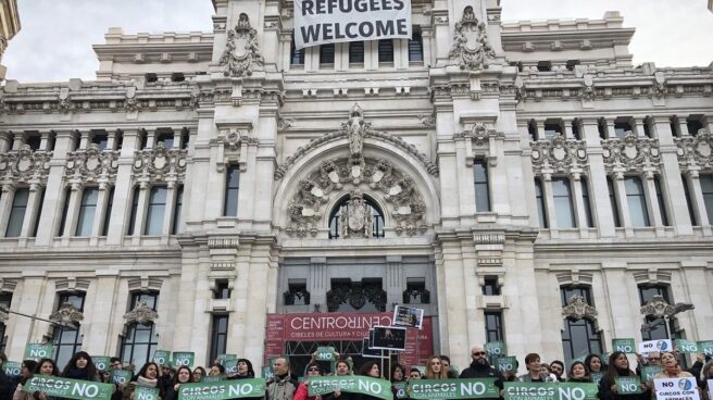 Protesta de PACMA contra los circos con animales en Cibeles el pasado enero.