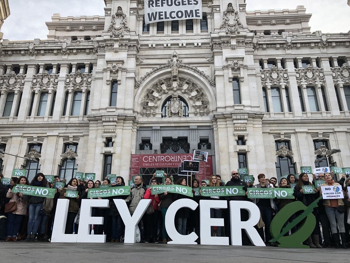 Protesta de PACMA contra los circos con animales en Cibeles el pasado enero.