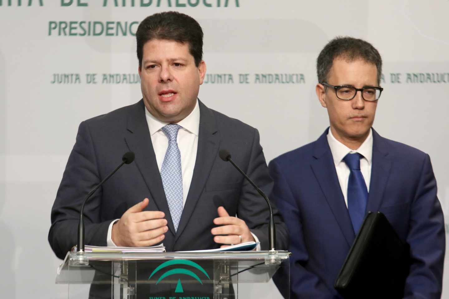 Fabian Picardo, ministro principal del Gobierno de Gibraltar, en rueda de prensa.