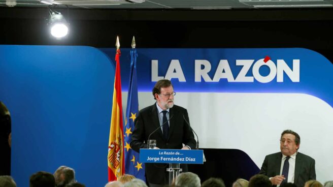 El presidente del Gobierno, Mariano Rajoy, en un encuentro en La Razón.