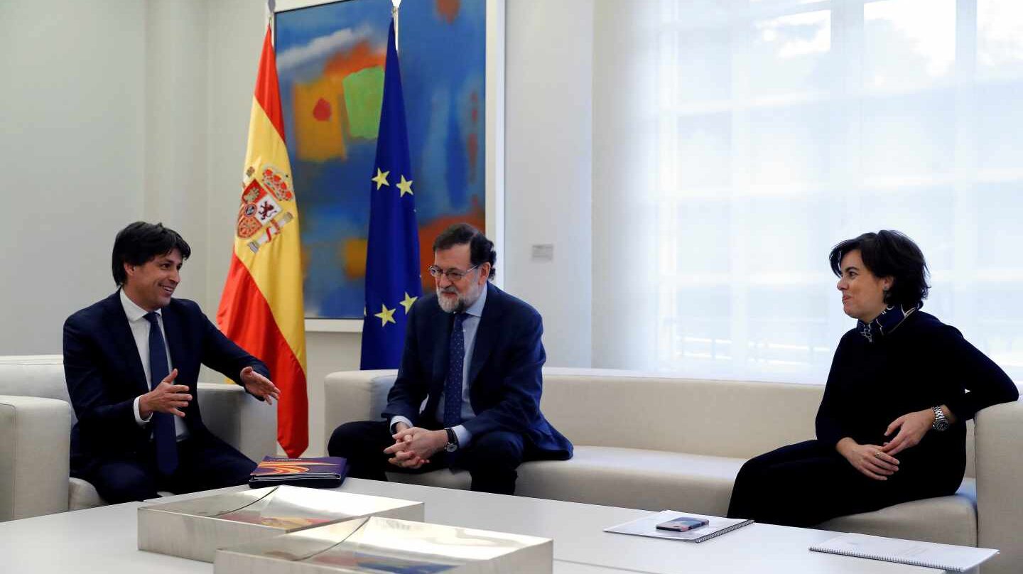 José Rosiñol, Mariano Rajoy y Soraya Sáenz de Santamaría.