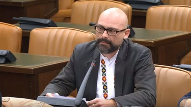 El diputado de Podemos, Txema Guijarro, durante una comisión en el Congreso de los Diputados.