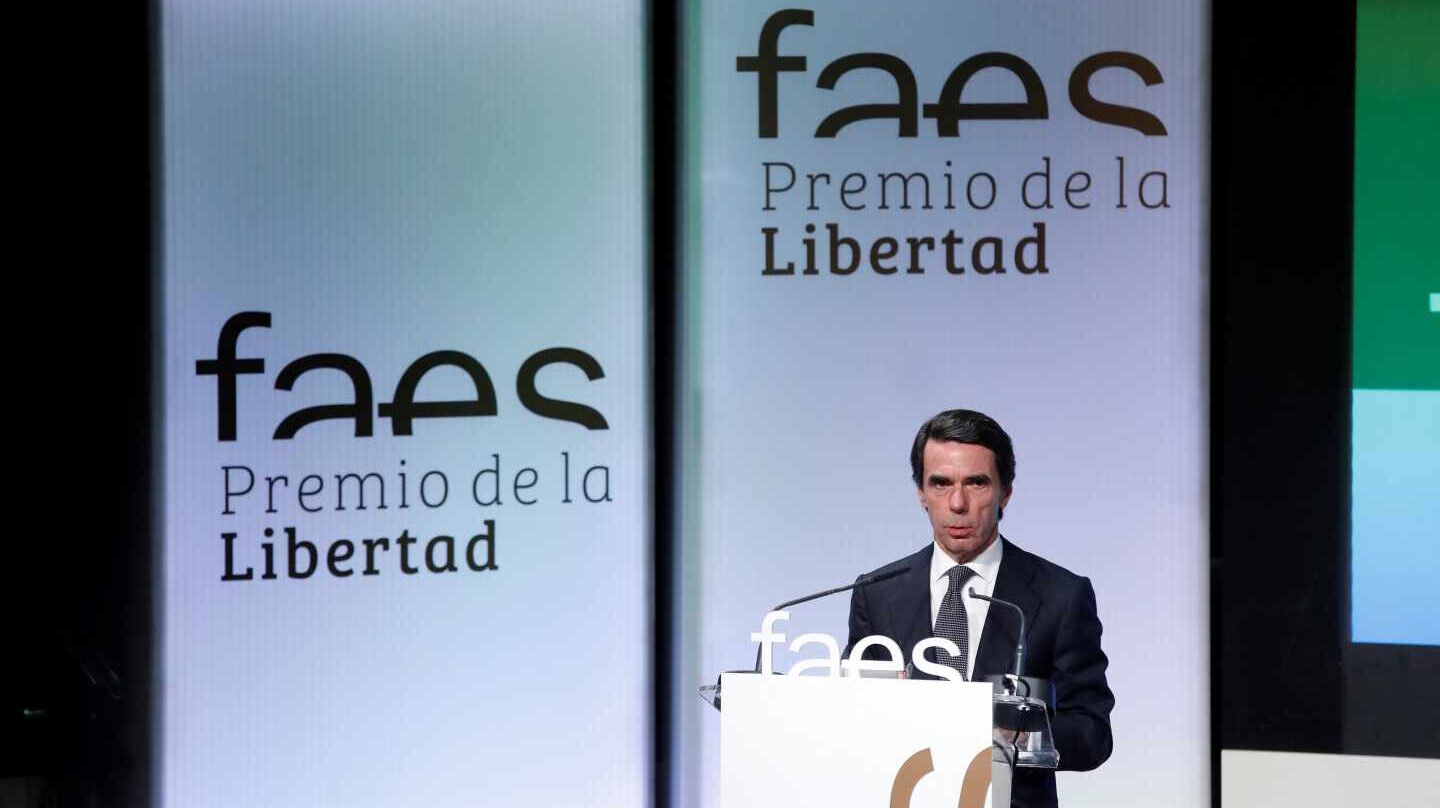 El ex presidente José María Aznar en la entrega del premio de FAES.