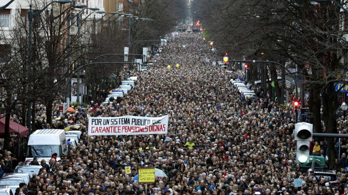 Manifestación de pensionistas en Bilbao.