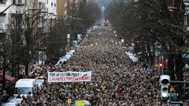 Manifestación de pensionistas en Bilbao.