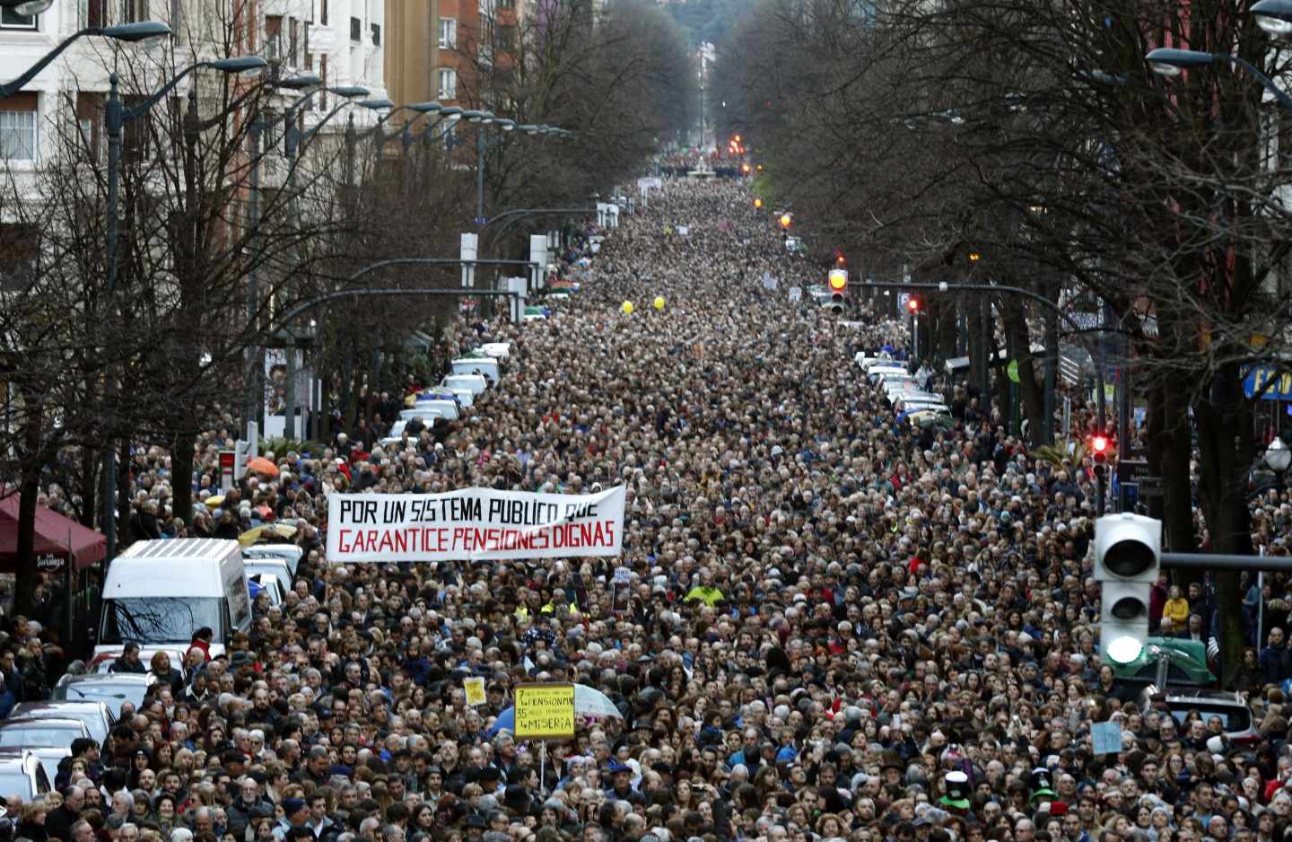 Manifestación de pensionistas en Bilbao.