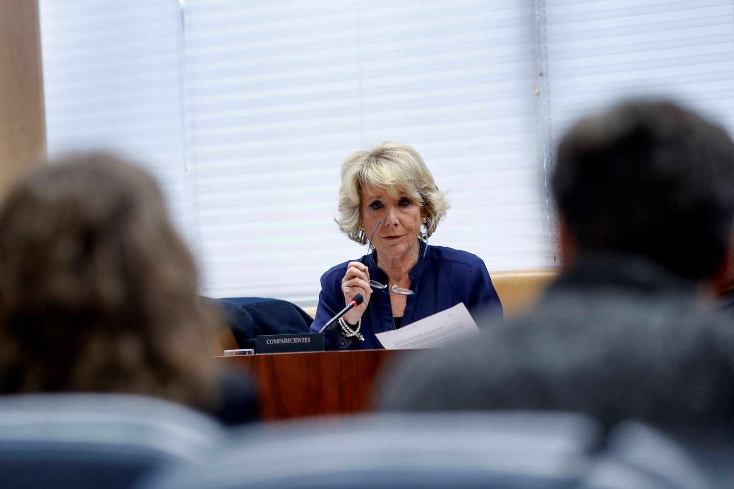 Esperanza Aguirre durante su comparecencia en la Asamblea de Madrid