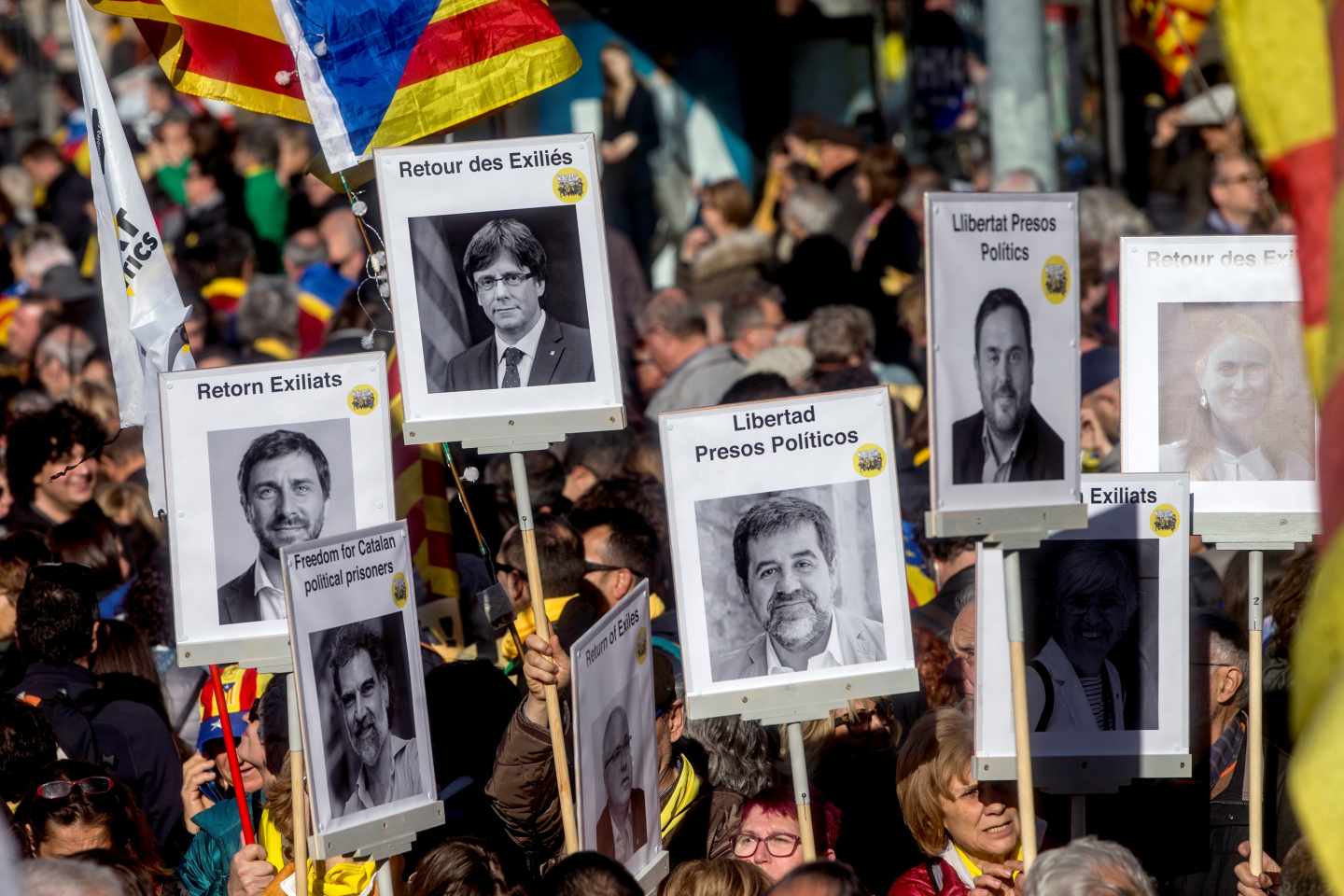 Manifestación en Barcelona convocada por la Asamblea Nacional Catalana (ANC).