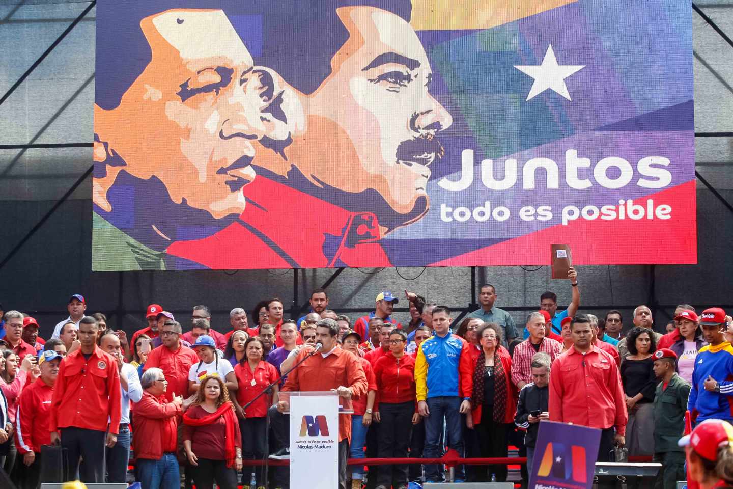 Nicolás Maduro, ante sus fieles en Caracas.
