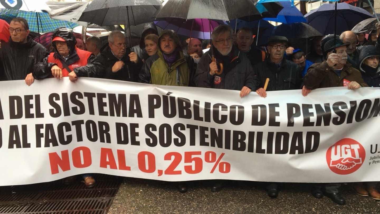 Cabecera de la manifestación de pensionistas en Madrid.