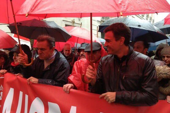 El secretario general del PSOE, en la manifestación en Madrid por unas pensiones dignas.