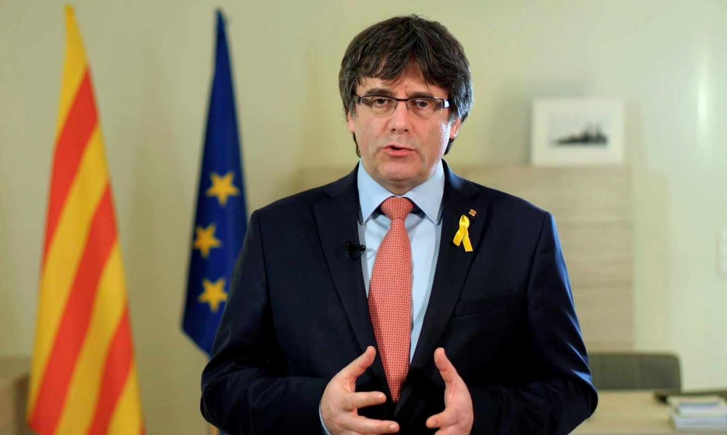 Imagen de un vídeo difundido a través de las redes sociales de Carles Puigdemont.