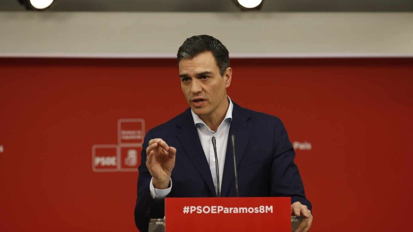 Pedro Sánchez, este martes en rueda de prensa en Ferraz.