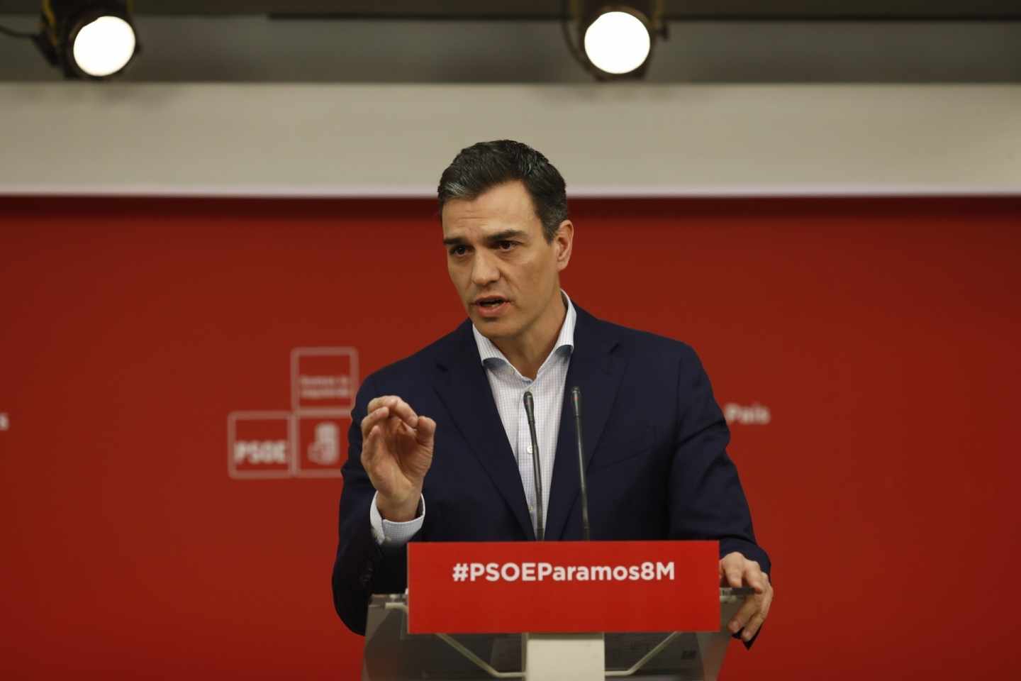 Pedro Sánchez, este martes en rueda de prensa en Ferraz.