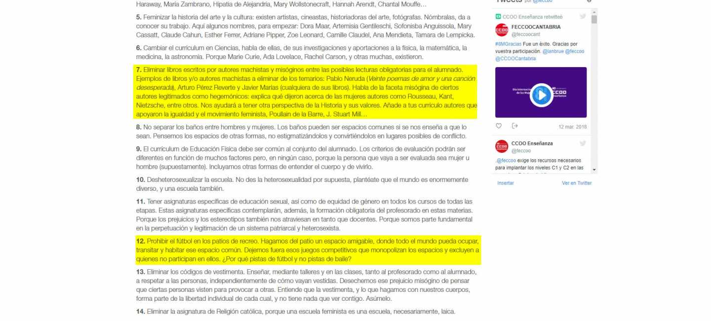 'Decálogo para una escuela feminista'.