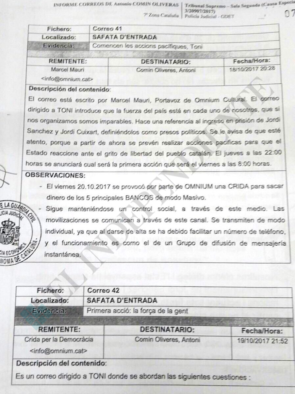 Correo que relaciona a Omnium