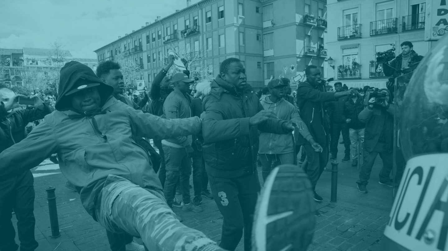 Un momento de los incidentes en Lavapiés.
