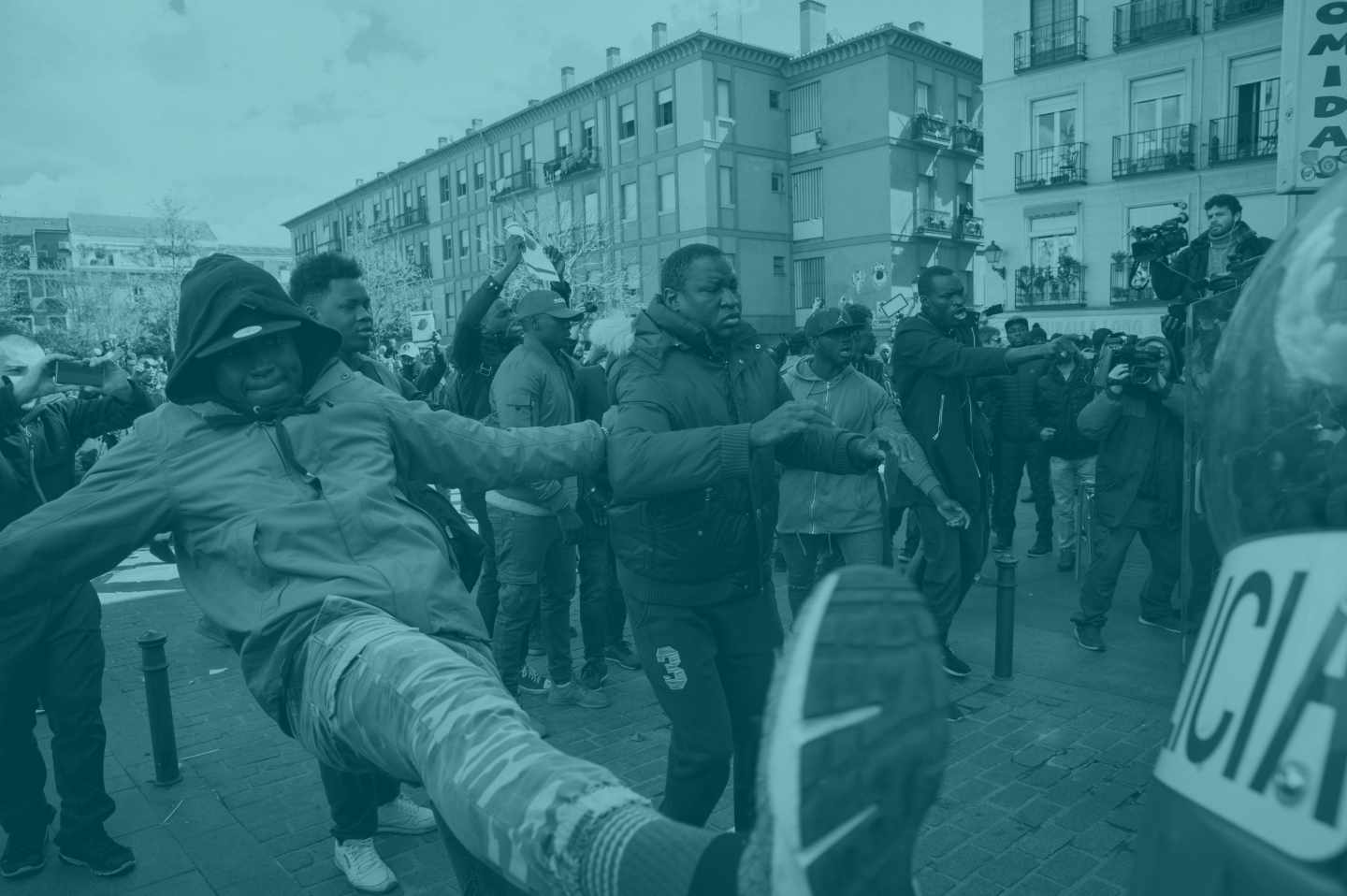 Un momento de los incidentes en Lavapiés.