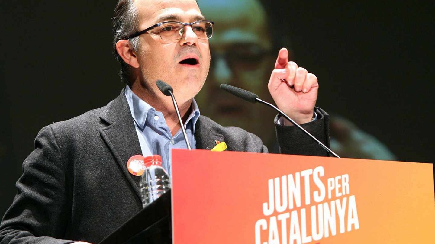 El candidato a la investidura, Jordi Turull, durante un mitin de campaña.