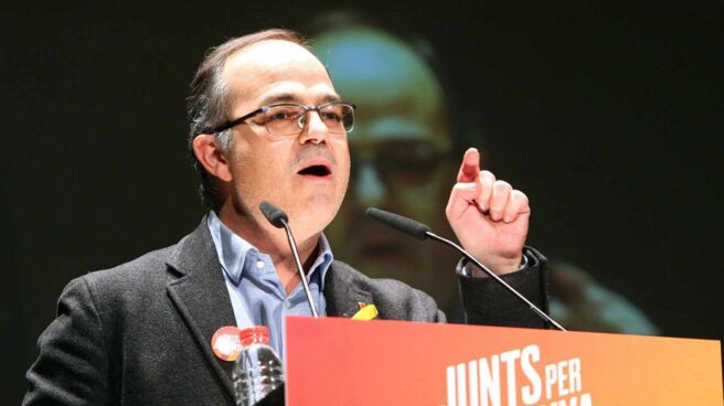 jordi_turull_aturem_parlament El candidato a la investidura, Jordi Turull, durante un mitin de campaña.