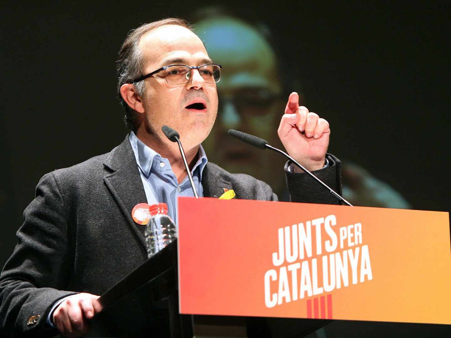 El candidato a la investidura, Jordi Turull, durante un mitin de campaña.