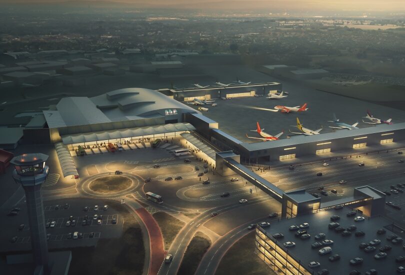 Recreación de la ampliación del aeropuerto de Londres-Luton.