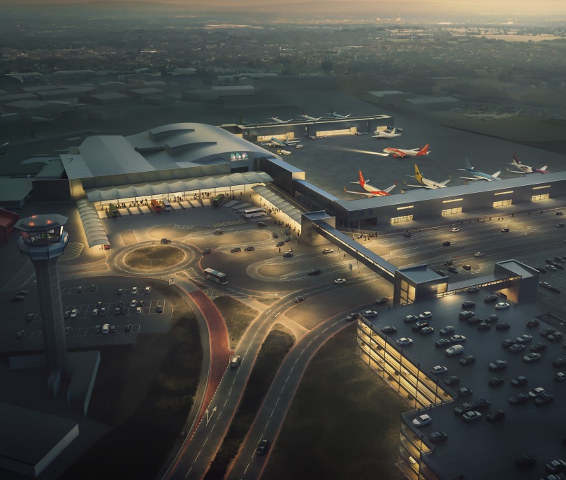 Recreación de la ampliación del aeropuerto de Londres-Luton.