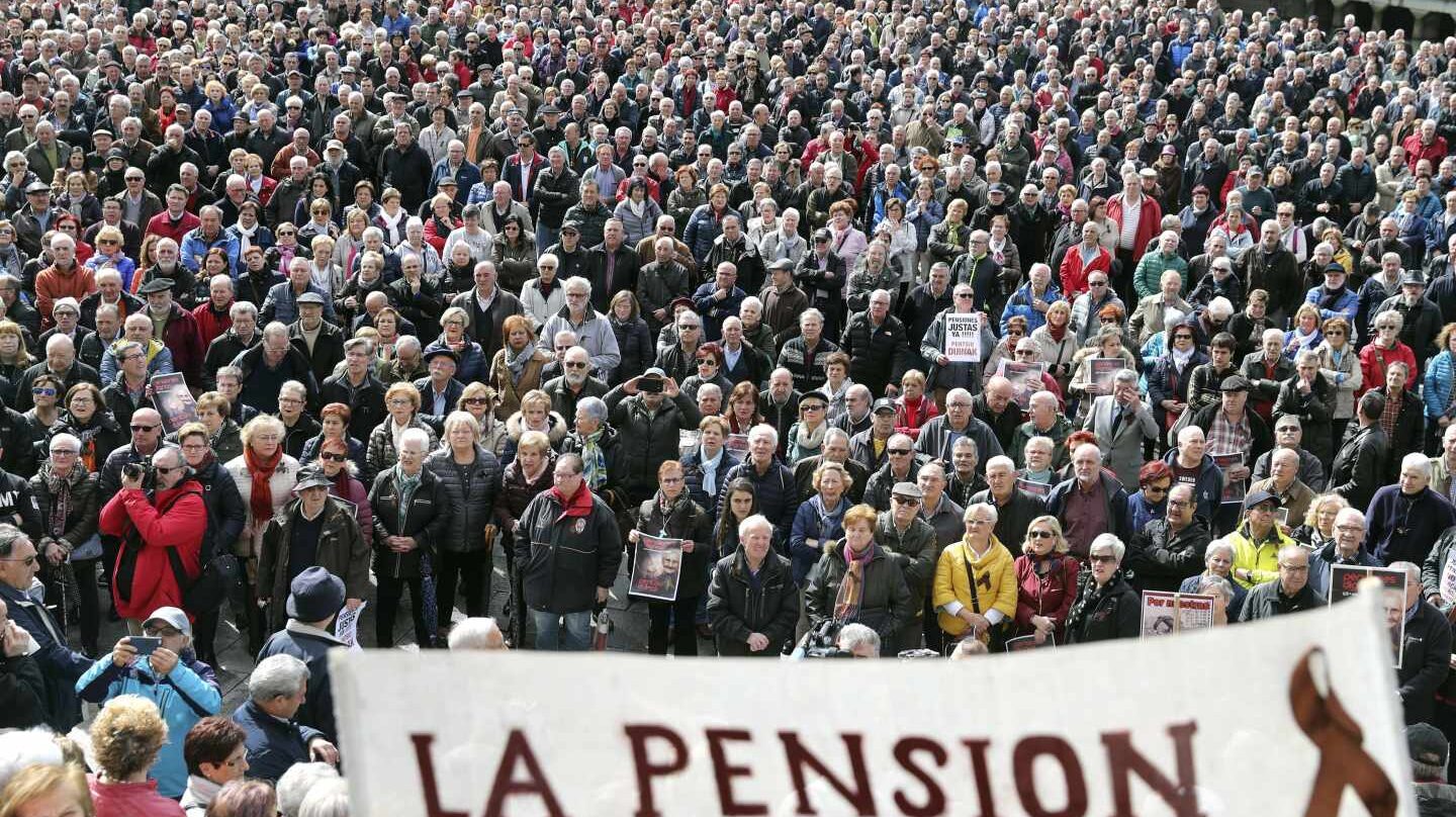 Manifestación de pensionistas en Bilbao, el pasado lunes 12 de marzo.