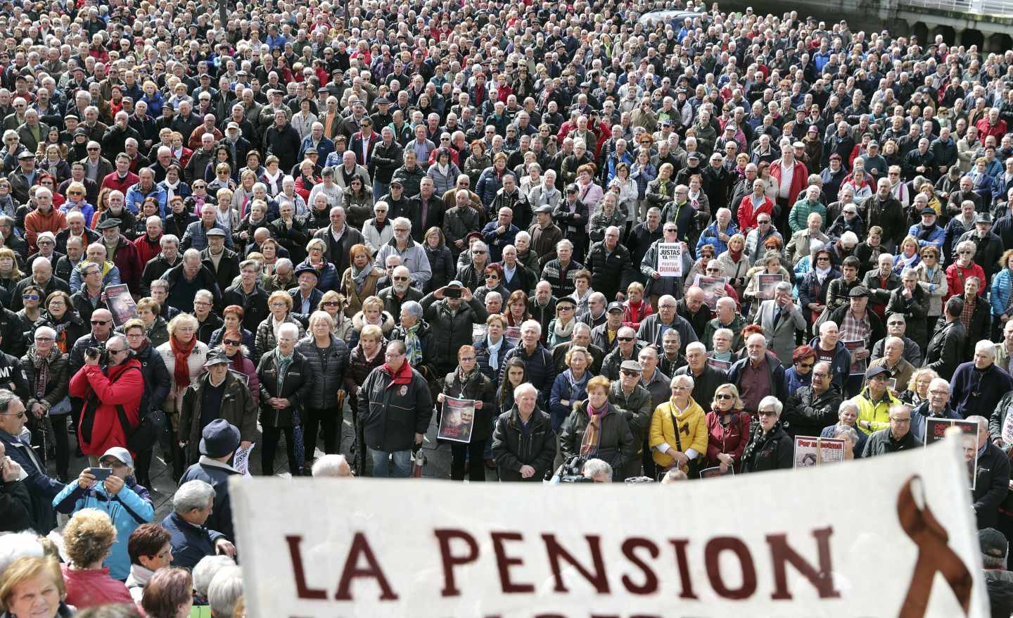 Manifestación de pensionistas en Bilbao, el pasado lunes 12 de marzo.