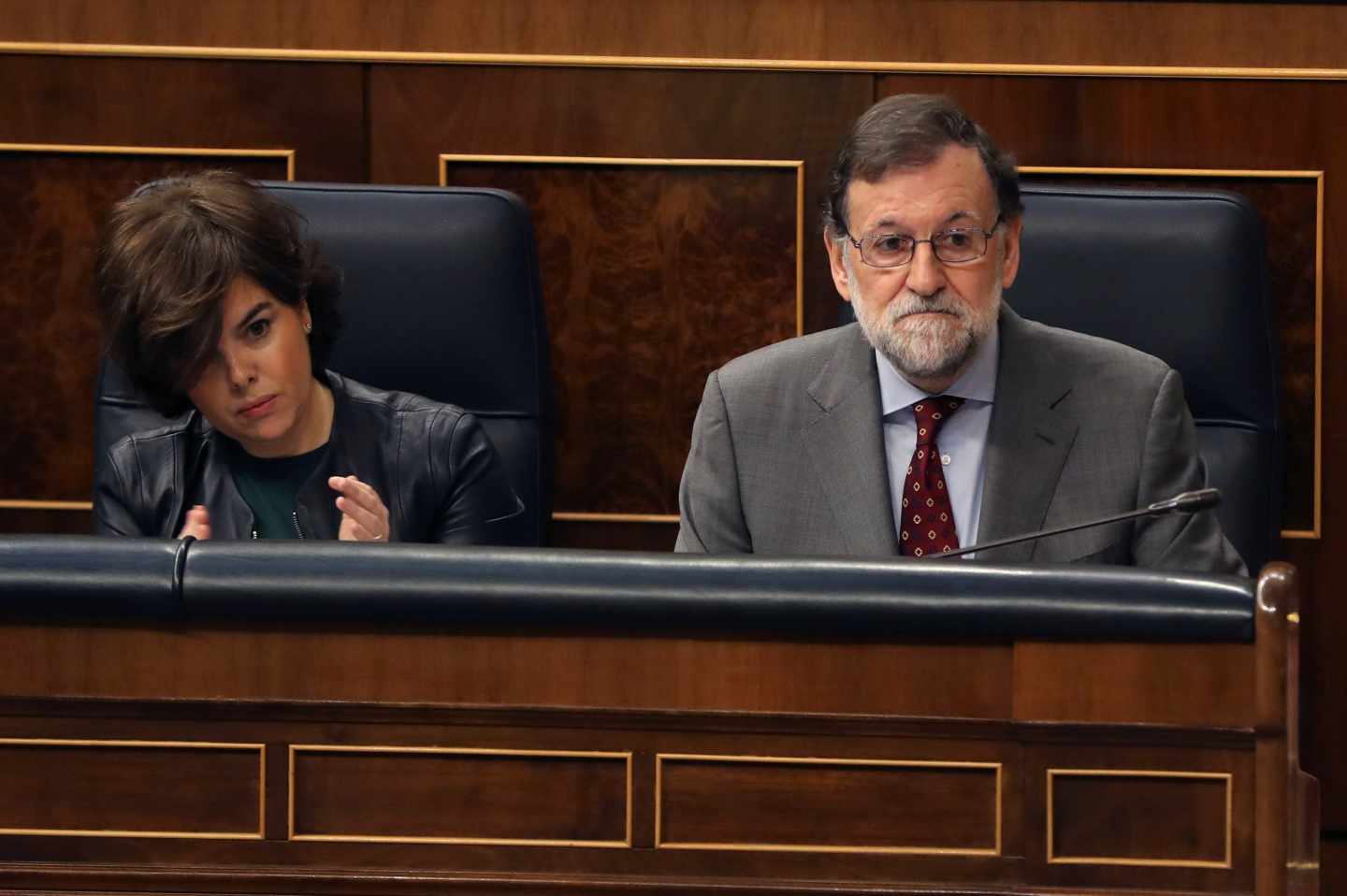 El presidente del Gobierno, Mariano Rajoy, y la vicepresidenta, Soraya Sáenz de Santamaría.