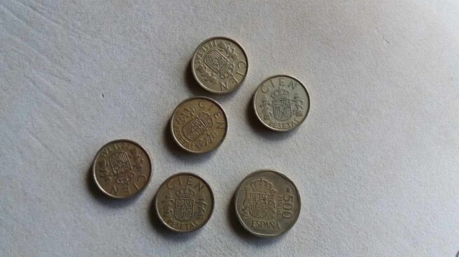 Monedas de las antiguas pesetas.