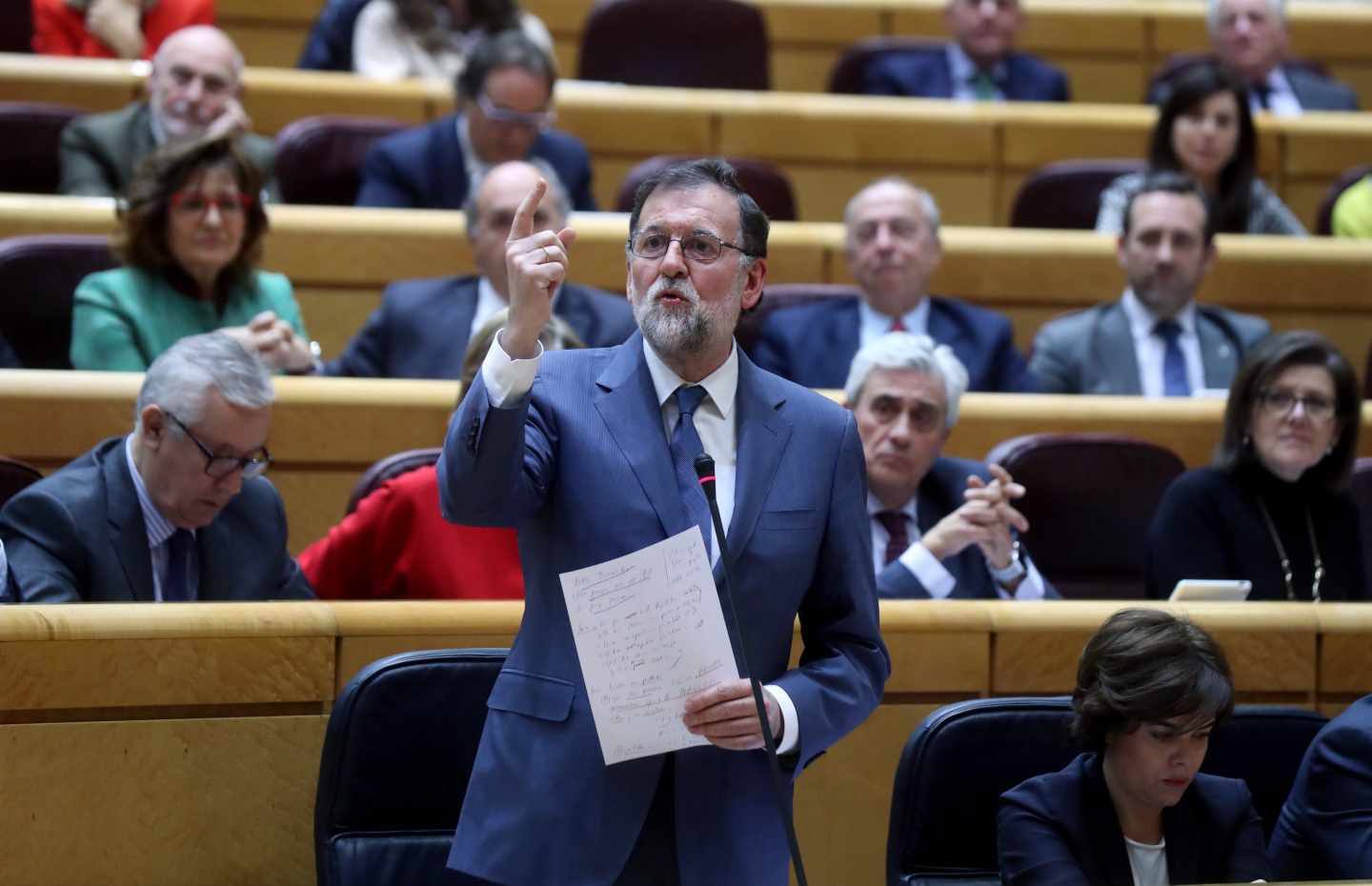 El presidente del Gobierno, Mariano Rajoy, este martes en el Senado.