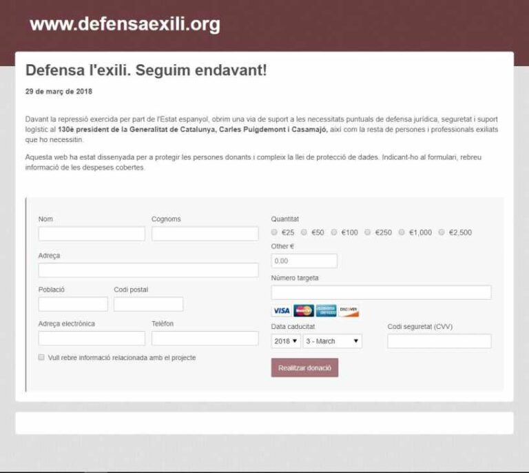 Puigdemont y los ex consellers fugados abren una web de donaciones ante las euroórdenes