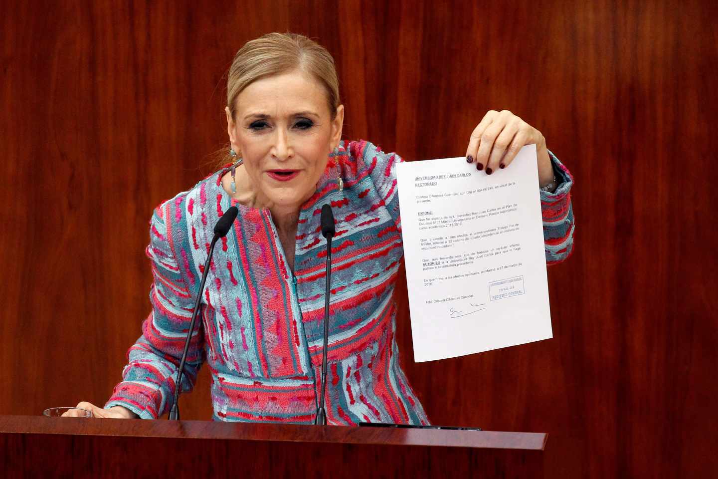 Cristina Cifuentes, en la Asamblea de Madrid.