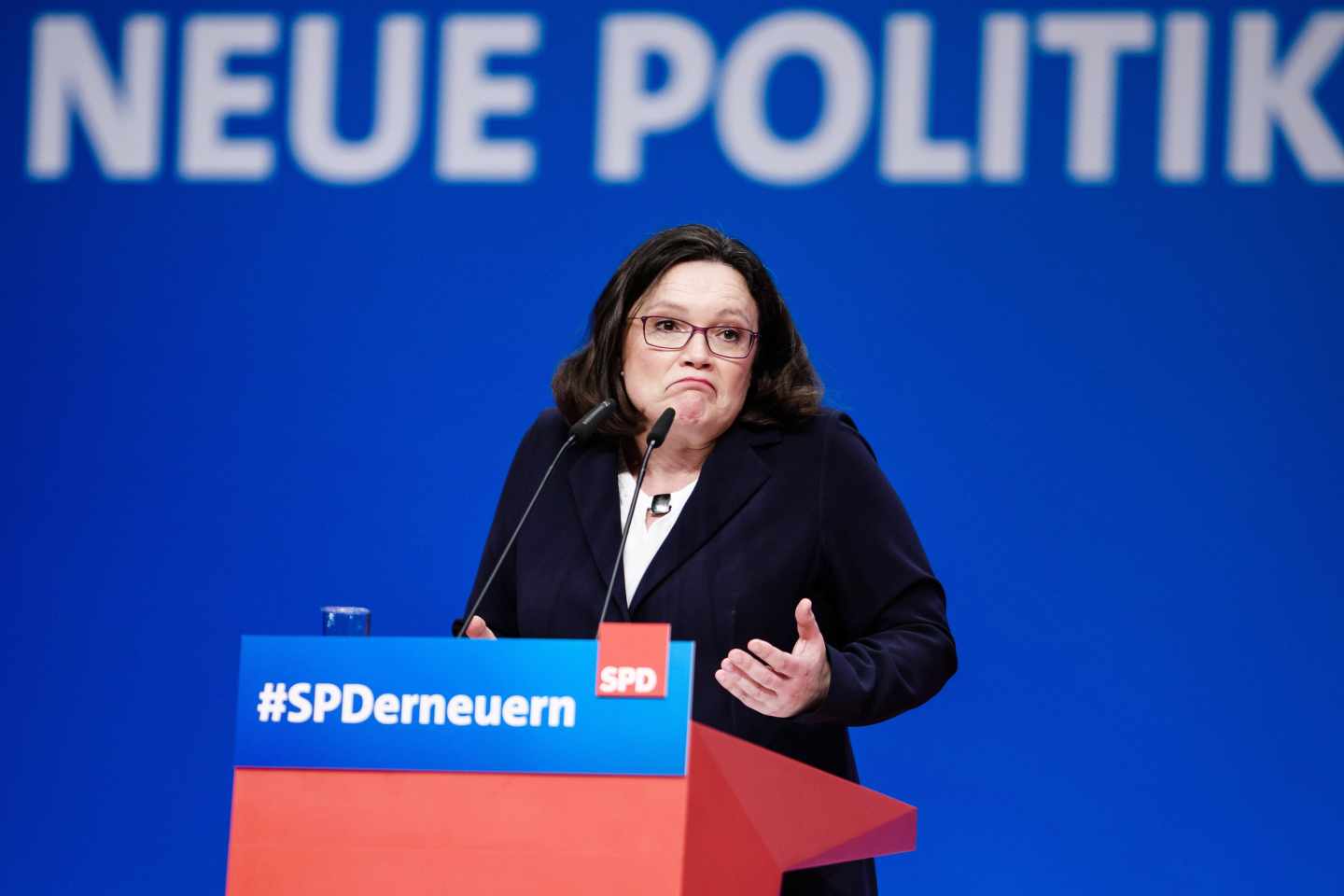 Andrea Nahles, primera presidenta de la historia del Partido Socialdemócrata alemán.