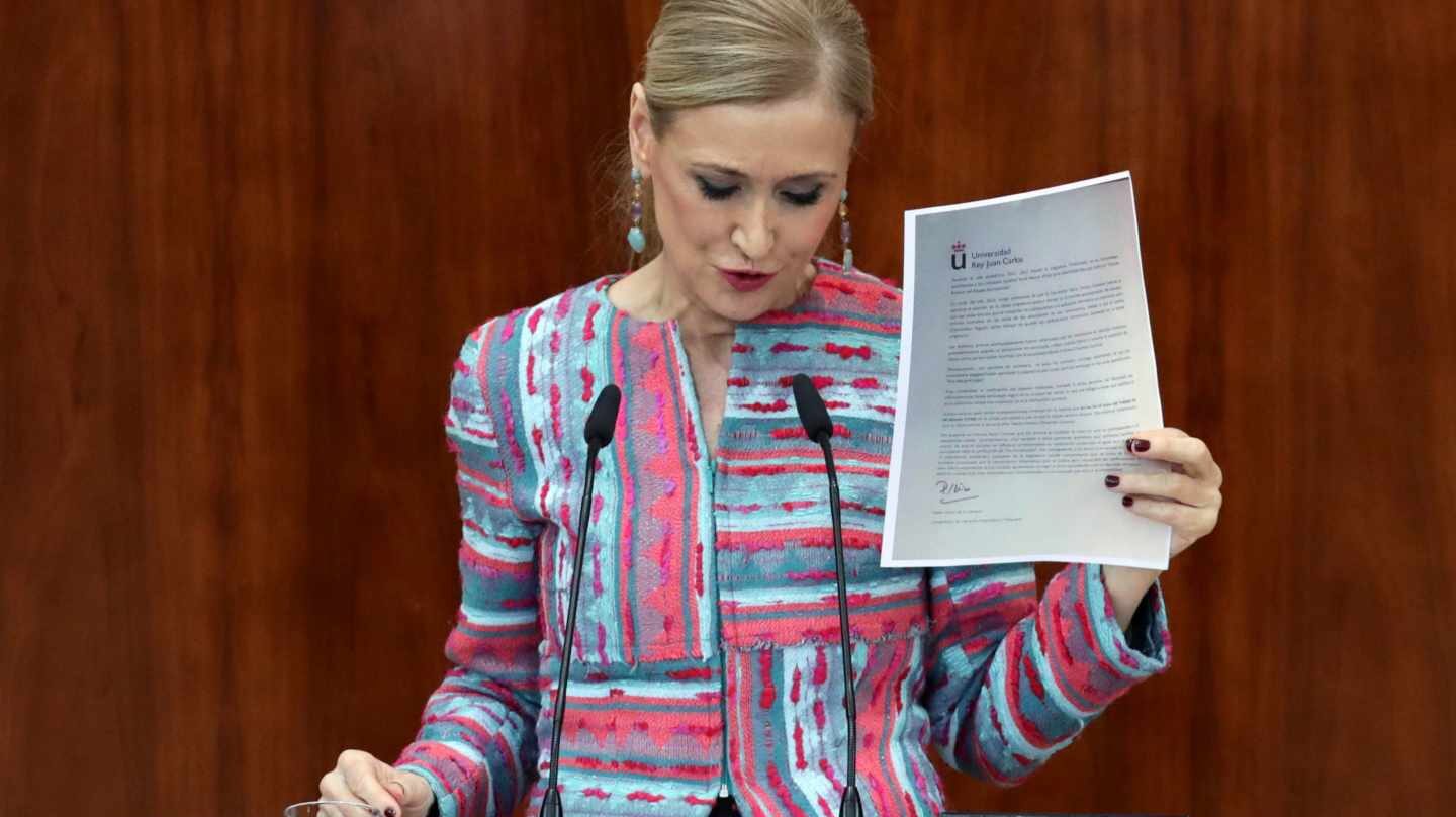 Cristina Cifuentes comparece en la Asamblea de Madrid.