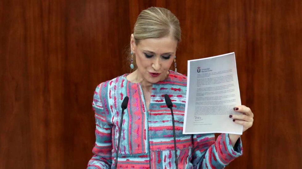 Cristina Cifuentes comparece en la Asamblea de Madrid.