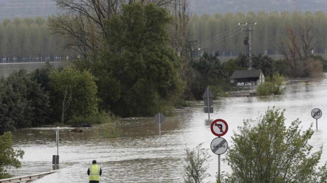 Desbordamiento del río Ebro en las cercanías de Tudela (Navarra).