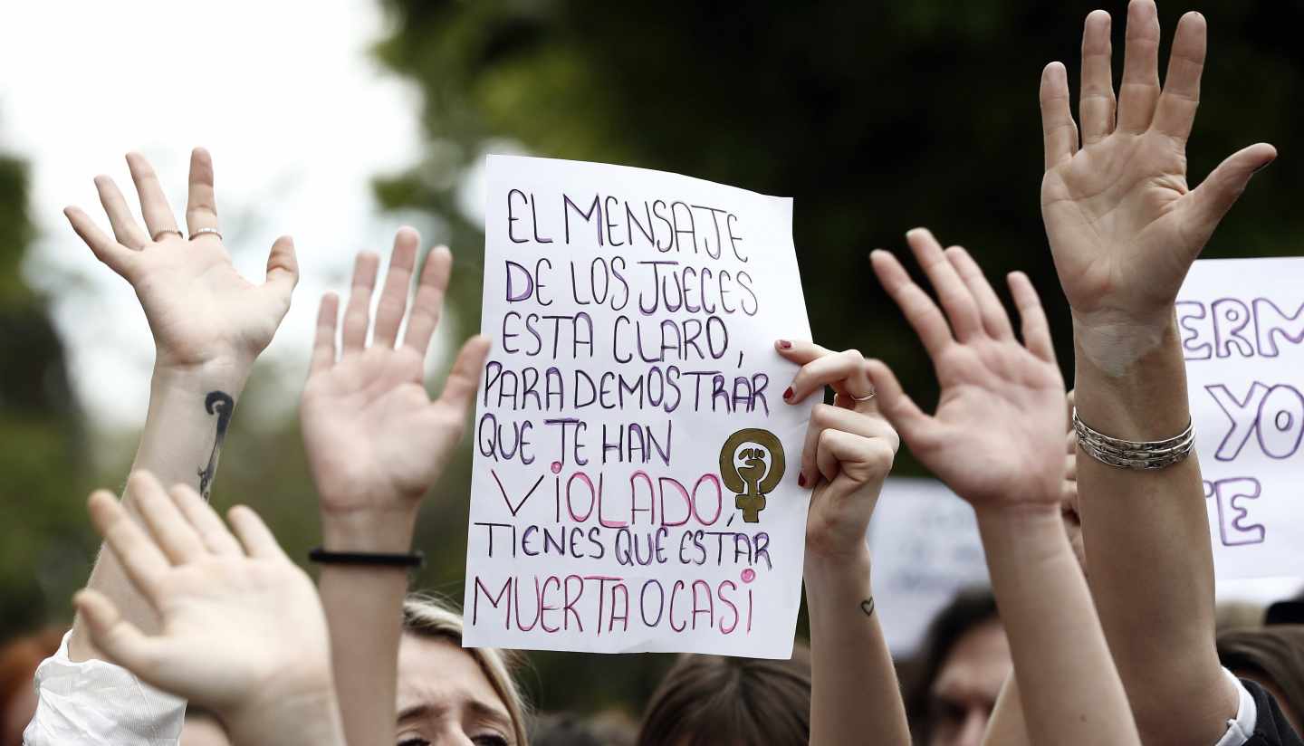 Protesta contra la sentencia de la Manada en Pamplona.